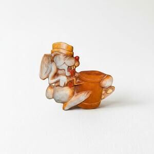 Vintage Carved Wooden Bunny Figurine | Folk Art Kitchen Decor